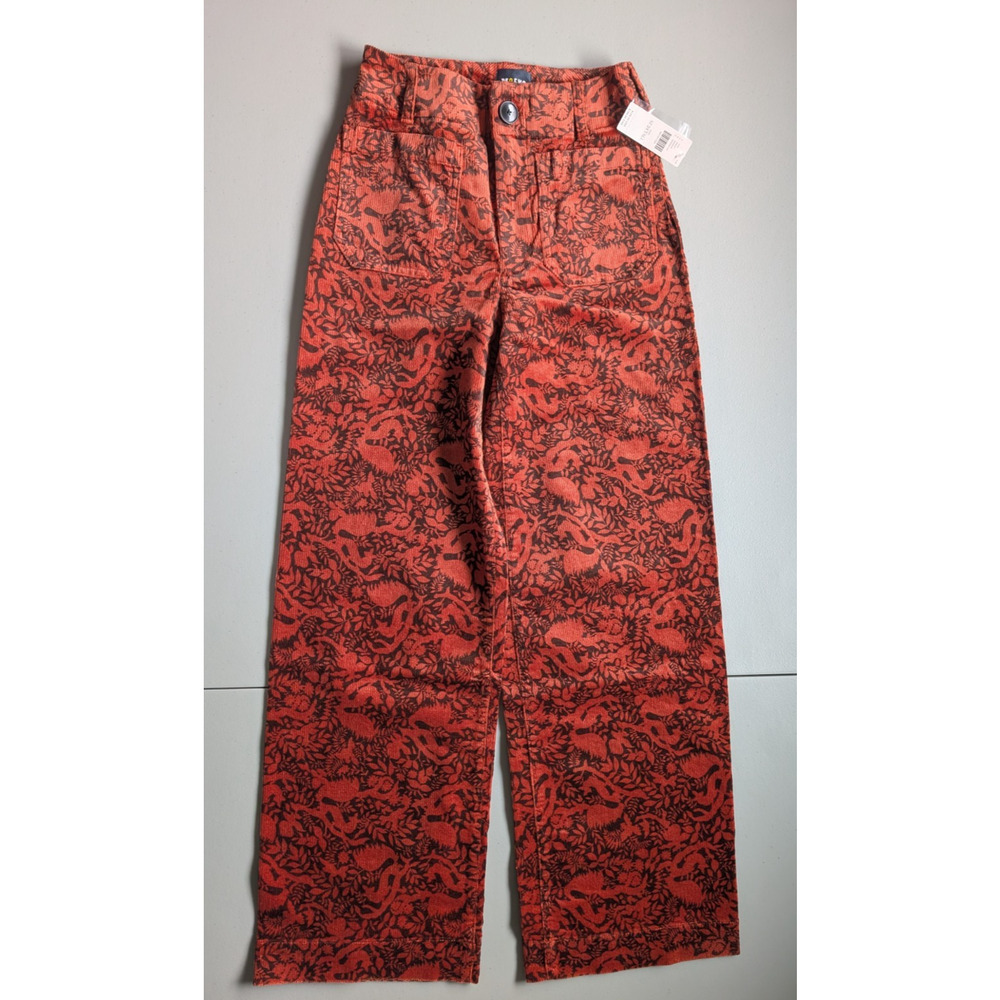 NWT Maeve The Colette Cropped Corduroy Wide Leg Pants Size 24Tall Orange #7D469